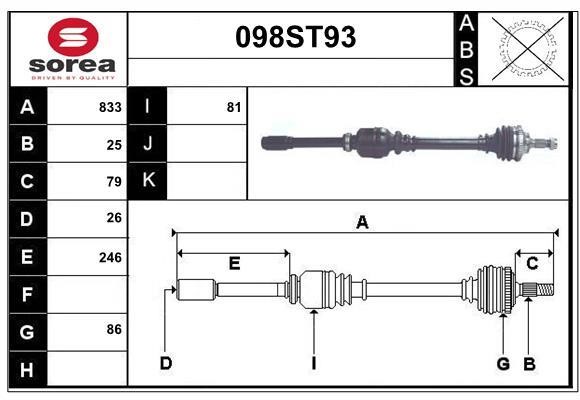 StartCar 098ST93 Drive shaft 098ST93