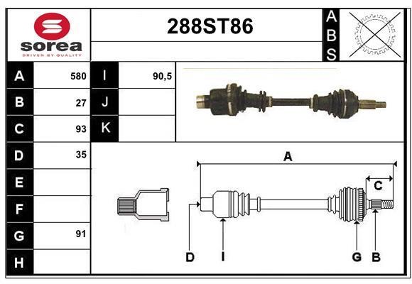 StartCar 288ST86 Drive shaft 288ST86