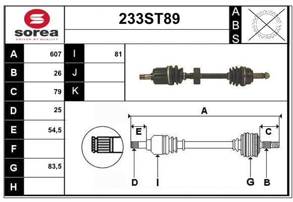 StartCar 233ST89 Drive shaft 233ST89