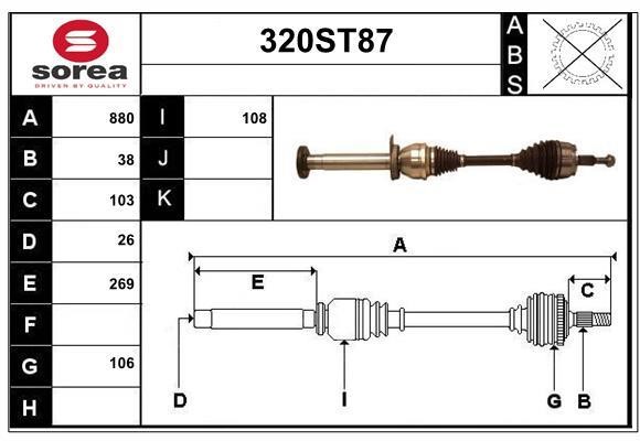 StartCar 320ST87 Drive shaft 320ST87