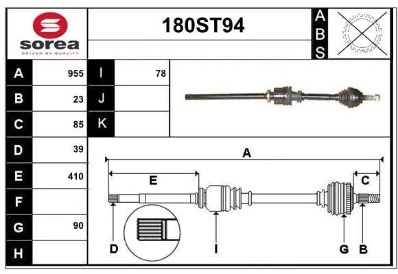 StartCar 180ST94 Drive shaft 180ST94