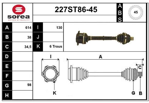 StartCar 227ST86-45 Drive shaft 227ST8645