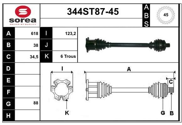 StartCar 344ST87-45 Drive shaft 344ST8745