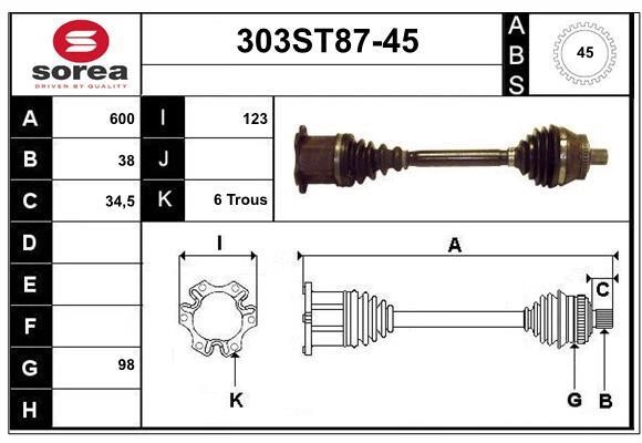 StartCar 303ST87-45 Drive shaft 303ST8745