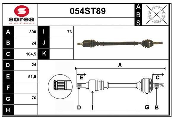 StartCar 054ST89 Drive shaft 054ST89