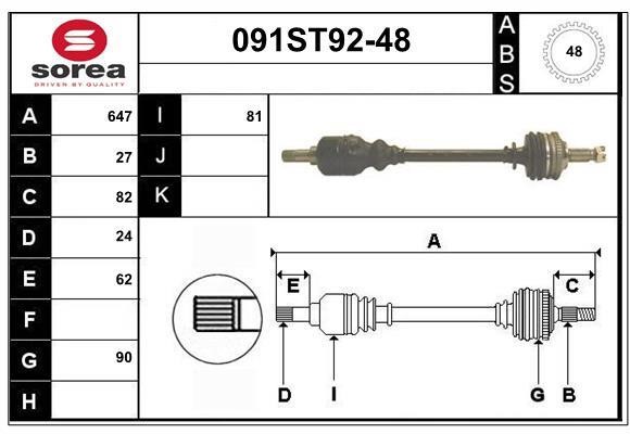 StartCar 091ST92-48 Drive shaft 091ST9248