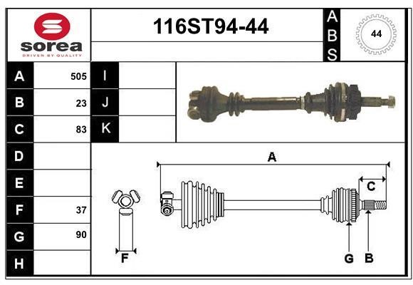 StartCar 116ST94-44 Drive shaft 116ST9444