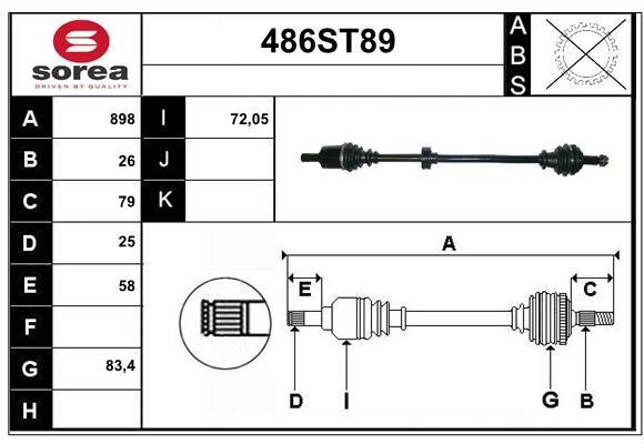 StartCar 486ST89 Drive shaft 486ST89