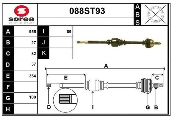 StartCar 088ST93 Drive shaft 088ST93