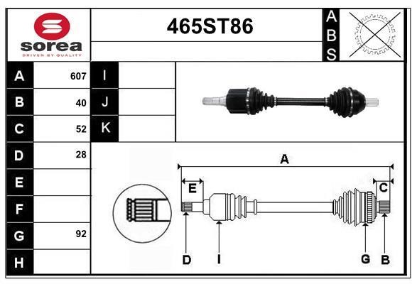 StartCar 465ST86 Drive shaft 465ST86