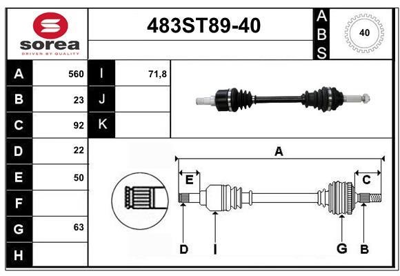 StartCar 483ST89-40 Drive shaft 483ST8940