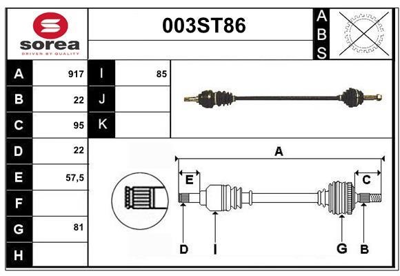 StartCar 003ST86 Drive shaft 003ST86