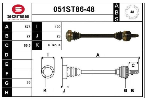 StartCar 051ST86-48 Drive shaft 051ST8648