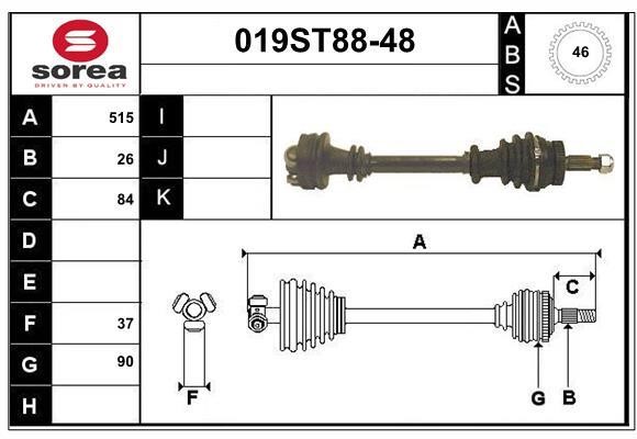 StartCar 019ST88-48 Drive shaft 019ST8848