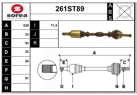 StartCar 261ST89 Drive shaft 261ST89