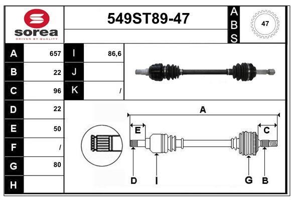 StartCar 549ST89-47 Drive shaft 549ST8947