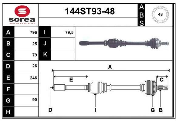 StartCar 144ST93-48 Drive shaft 144ST9348