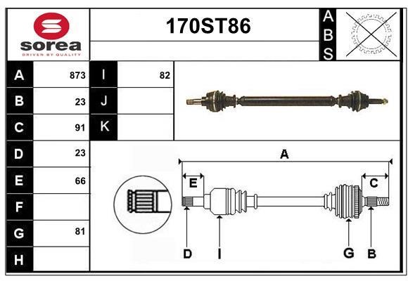 StartCar 170ST86 Drive shaft 170ST86