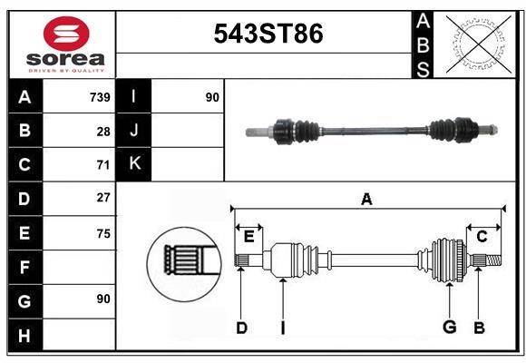 StartCar 543ST86 Drive shaft 543ST86