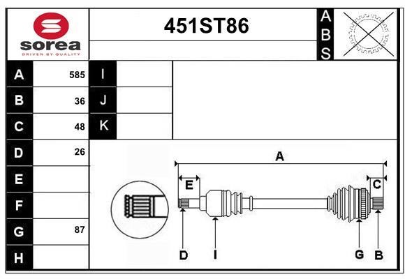 StartCar 451ST86 Drive shaft 451ST86