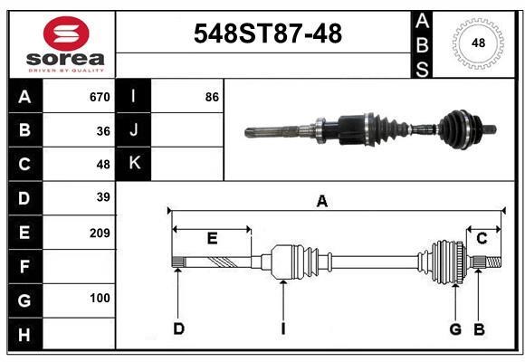 StartCar 548ST87-48 Drive shaft 548ST8748