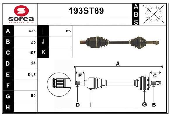 StartCar 193ST89 Drive shaft 193ST89