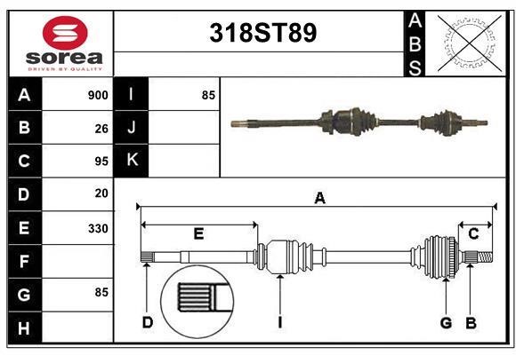 StartCar 318ST89 Drive shaft 318ST89