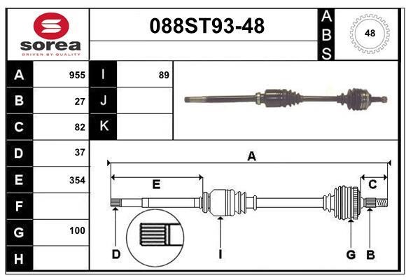 StartCar 088ST93-48 Drive shaft 088ST9348