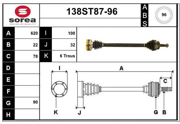 StartCar 138ST87-96 Drive shaft 138ST8796