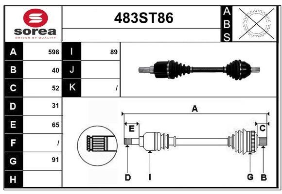 StartCar 483ST86 Drive shaft 483ST86