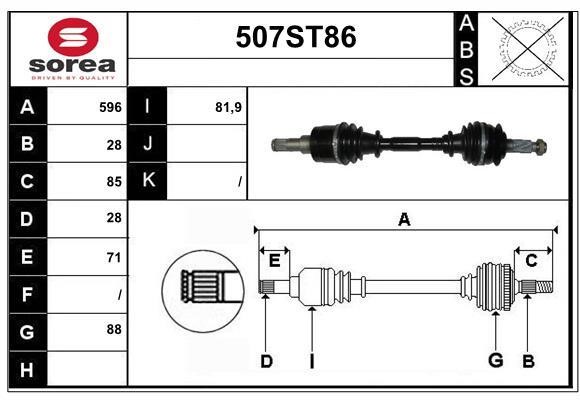 StartCar 507ST86 Drive shaft 507ST86