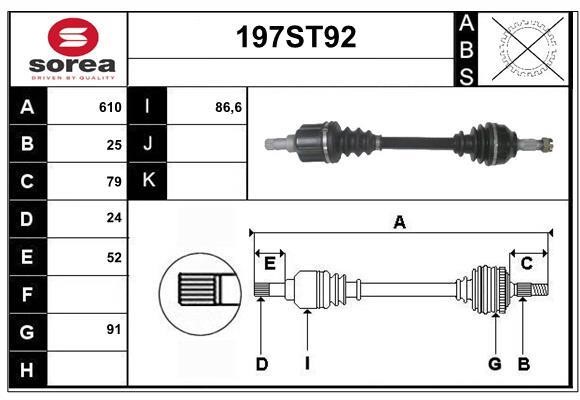 StartCar 197ST92 Drive shaft 197ST92