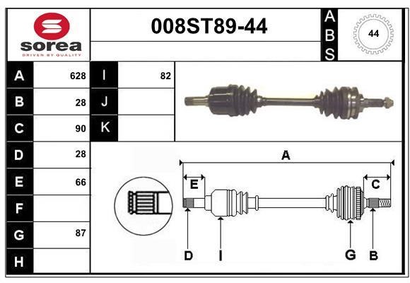 StartCar 008ST89-44 Drive shaft 008ST8944