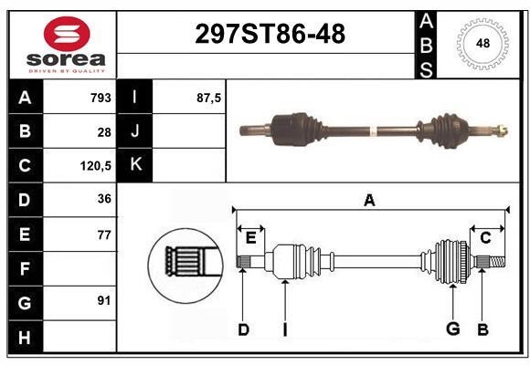 StartCar 297ST86-48 Drive shaft 297ST8648