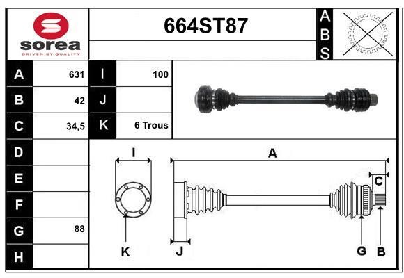 StartCar 664ST87 Drive shaft 664ST87