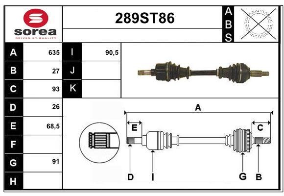 StartCar 289ST86 Drive shaft 289ST86