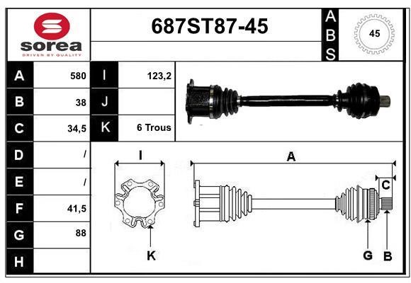 StartCar 687ST87-45 Drive shaft 687ST8745