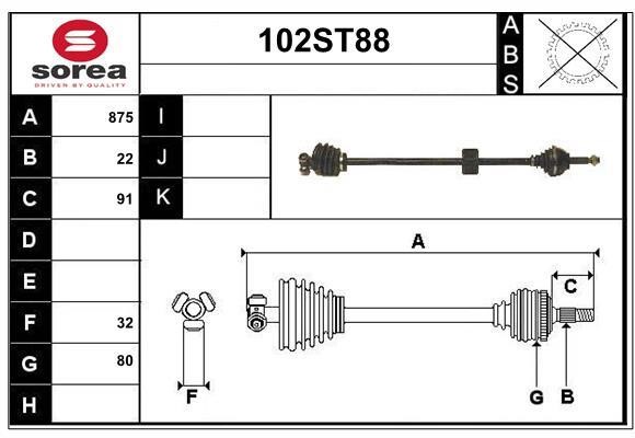 StartCar 102ST88 Drive shaft 102ST88