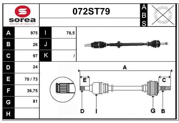 StartCar 072ST79 Drive shaft 072ST79