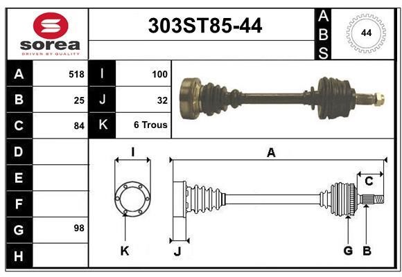 StartCar 303ST85-44 Drive shaft 303ST8544