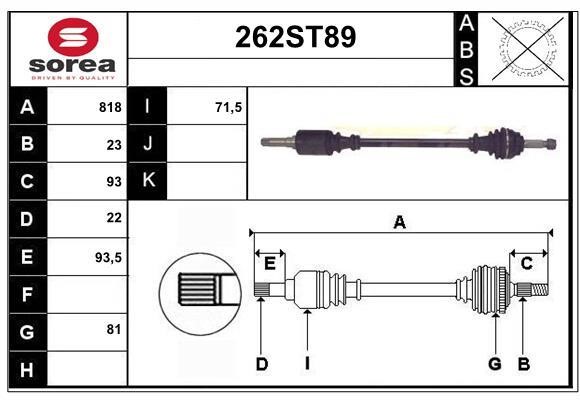 StartCar 262ST89 Drive shaft 262ST89