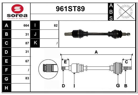 StartCar 961ST89 Drive shaft 961ST89