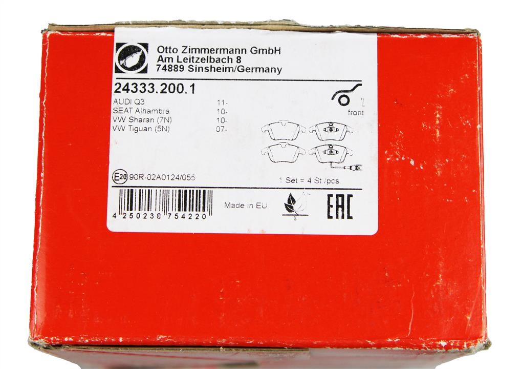 Brake pad set Otto Zimmermann 24333.200.1