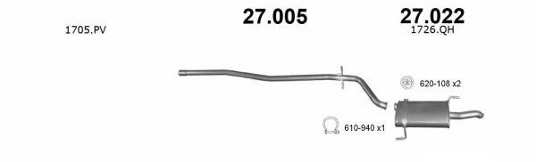 Izawit 27.005 Muffler pipe 27005