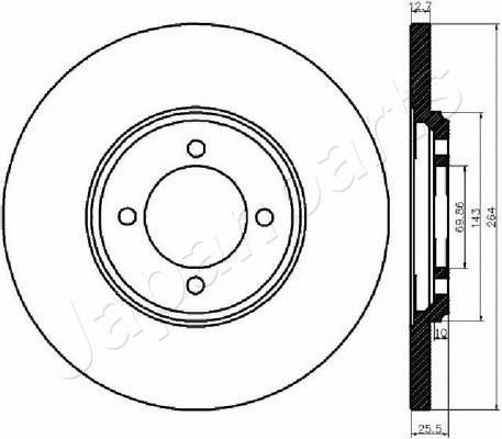 Japanparts DP-0318 Rear brake disc, non-ventilated DP0318