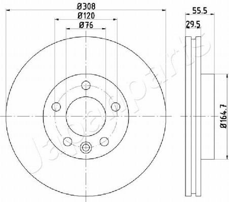 Japanparts DI-0953 Front brake disc ventilated DI0953