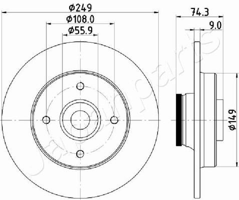 Japanparts DP-0607 Rear brake disc, non-ventilated DP0607