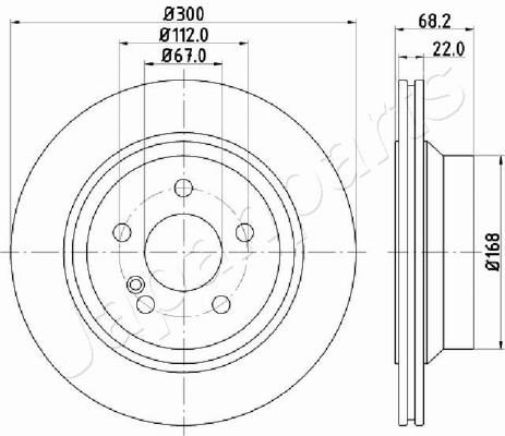 Japanparts DP-0514 Rear ventilated brake disc DP0514