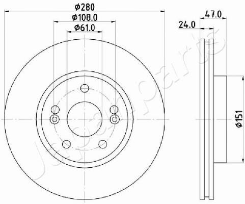 Japanparts DI-0711 Front brake disc ventilated DI0711