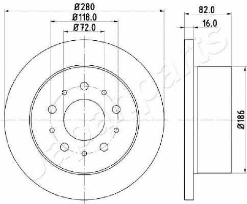 Japanparts DP-0216 Rear brake disc, non-ventilated DP0216